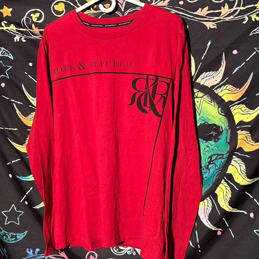 Rock & Republic Men’s Red Long Sleeve Shirt Size XL